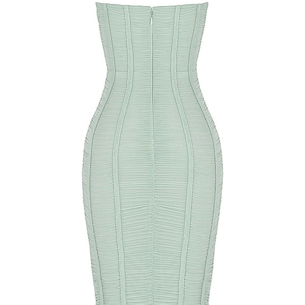 House of CB Mint Strapless Ruched Midi Dress